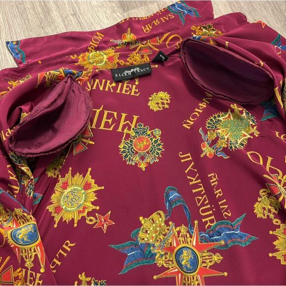 Vintage Ellen Tracy Women's Silk Blouse Dream Rich Abstract Art-To-Wear Size 2P - Picture 6 of 8